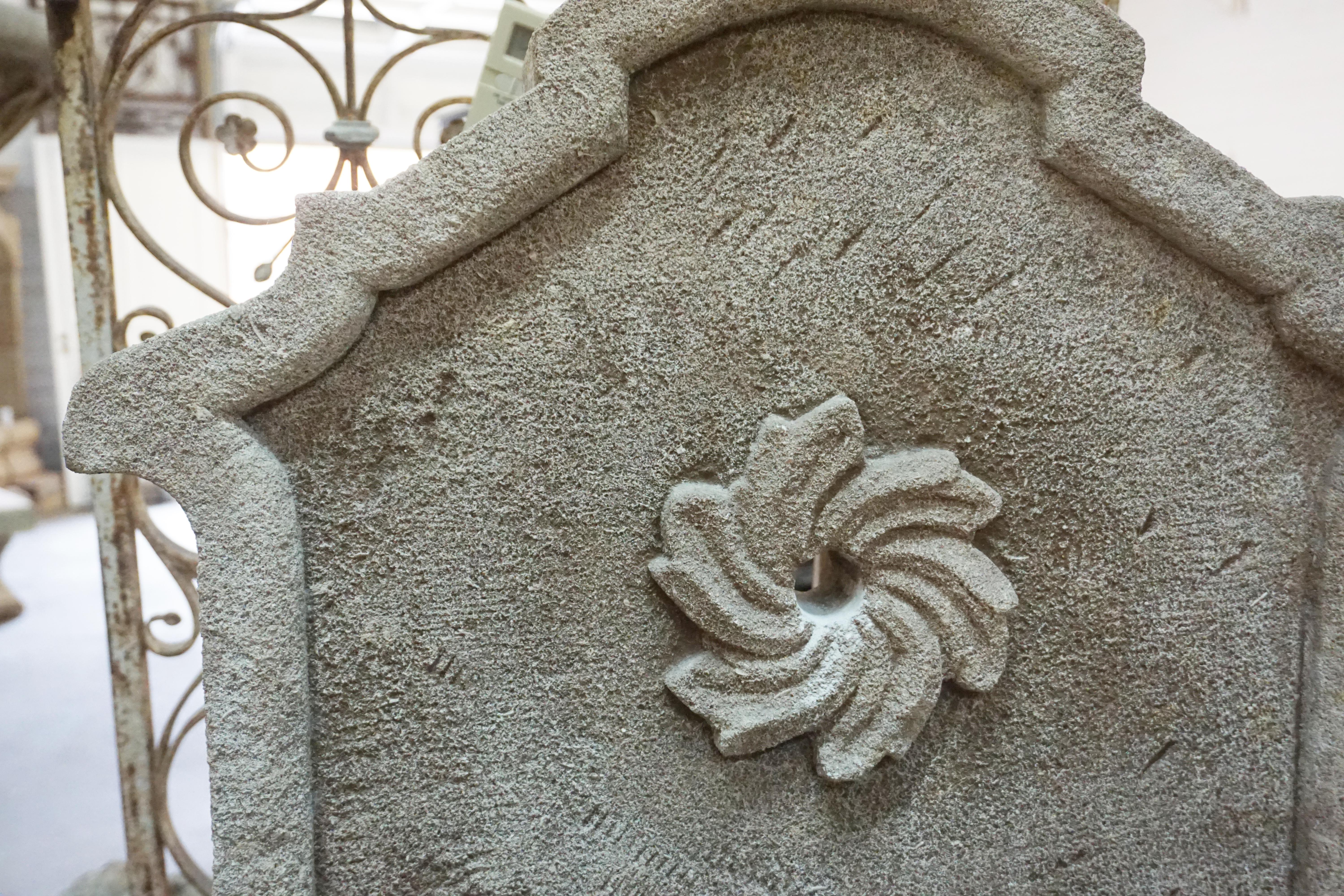 Small Hand Carved Limestone Wall Fountain In Good Condition In Dallas, TX