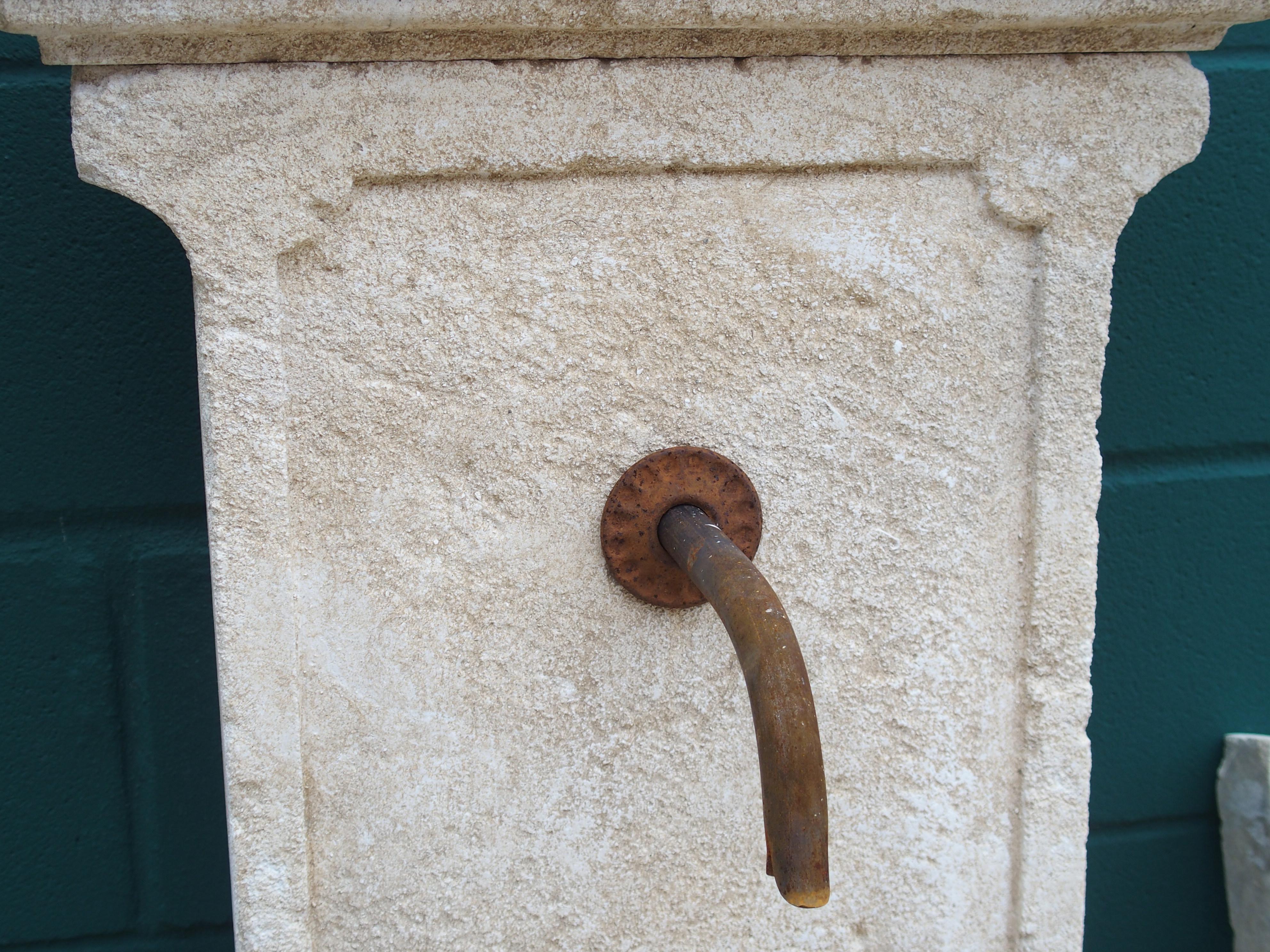 Hand-Carved Small Hand Carved Limestone Wall Fountain from Provence, France, 37 1/2 Inches H For Sale