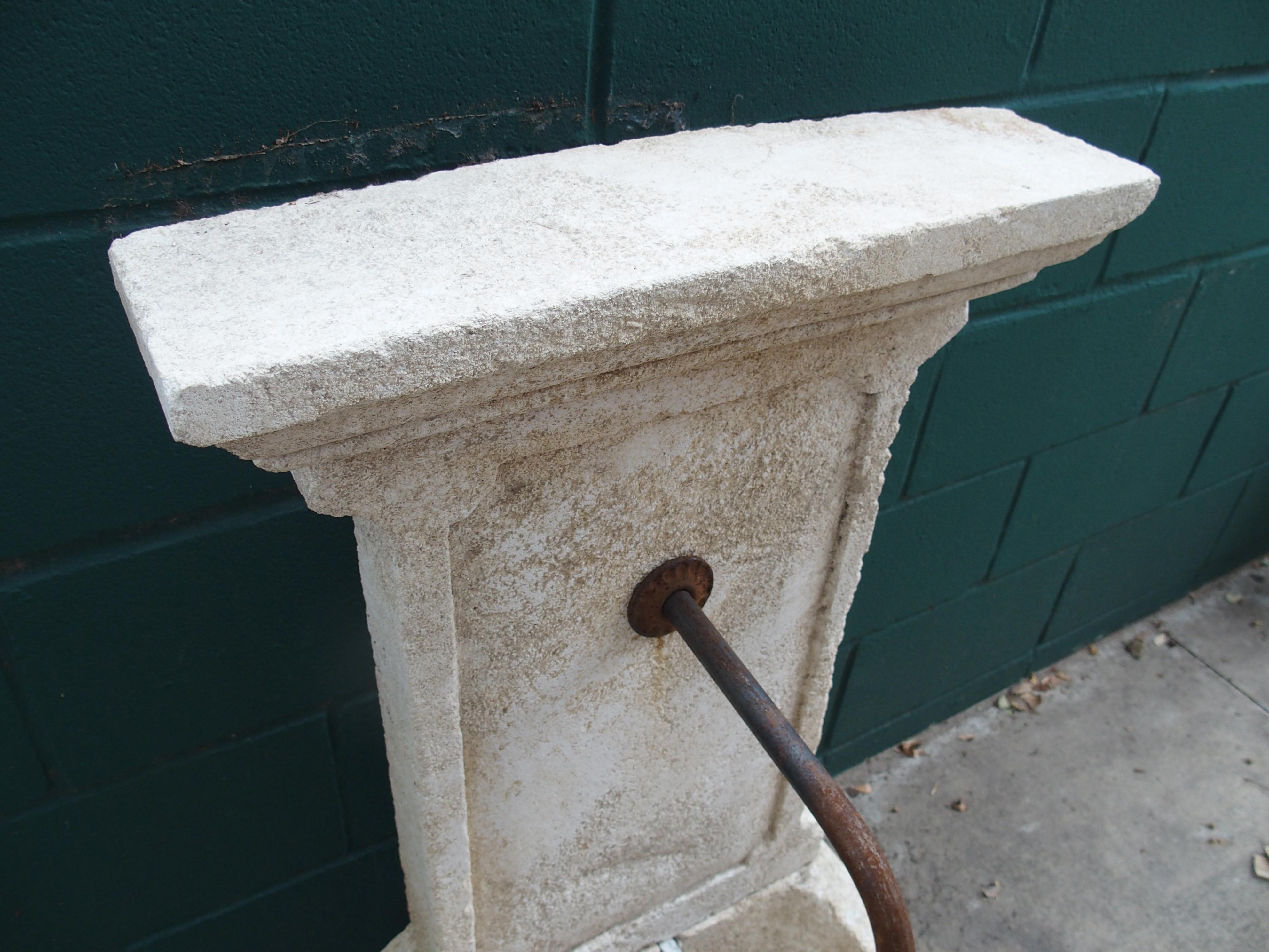 Hand-Carved Small Hand Carved Limestone Wall Fountain from Provence, France, 37 1/2 Inches H