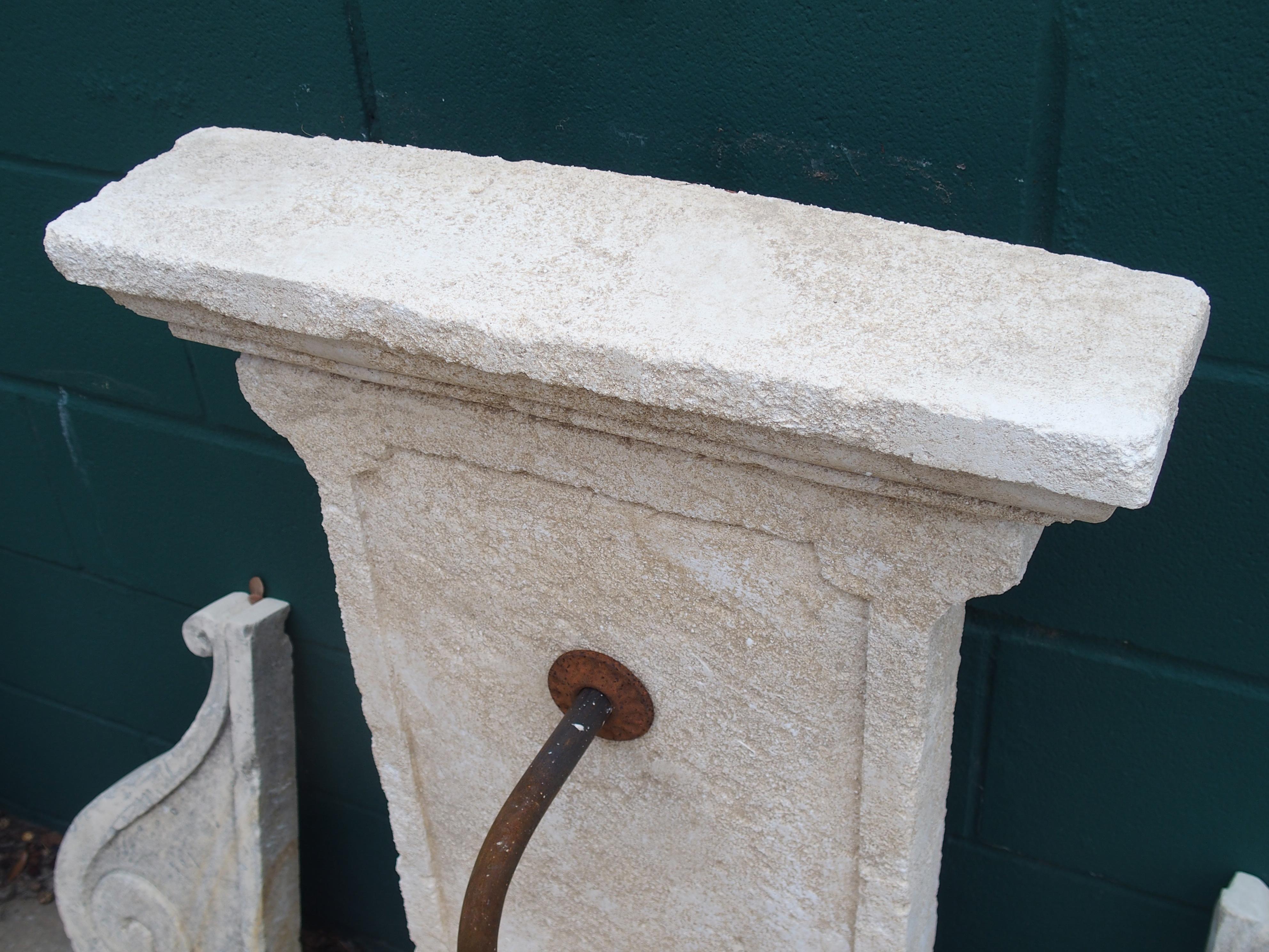 Small Hand Carved Limestone Wall Fountain from Provence, France, 37 1/2 Inches H In Good Condition In Dallas, TX
