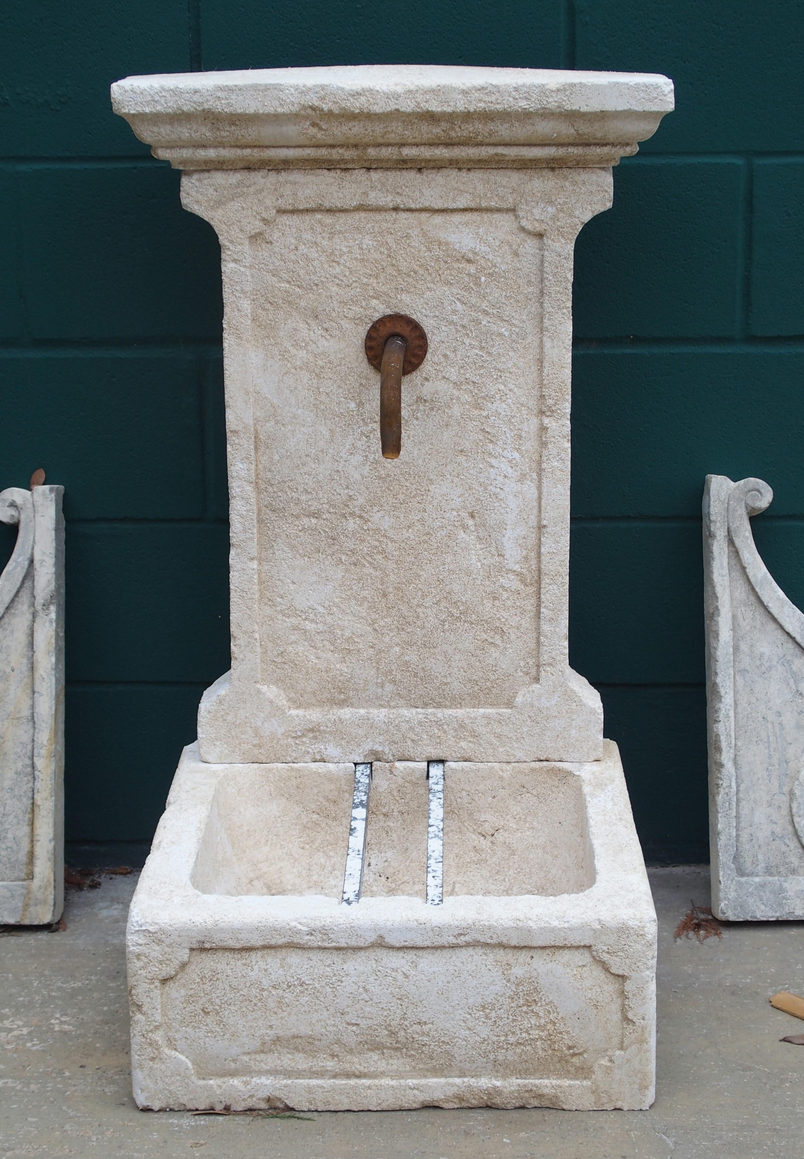 Small Hand Carved Limestone Wall Fountain from Provence, France, 37 1/2 Inches H 1