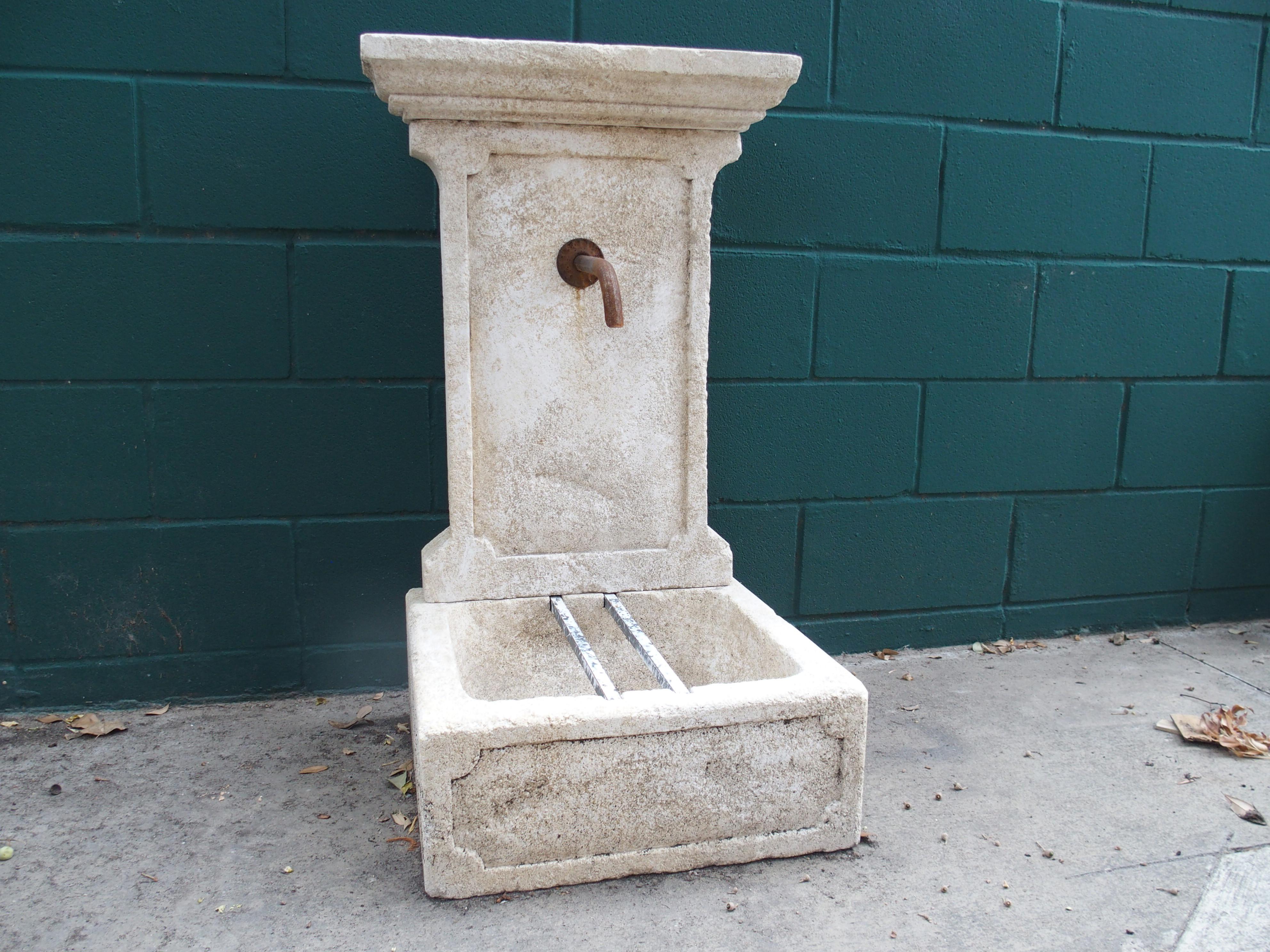 Small Hand Carved Limestone Wall Fountain from Provence, France, 37 1/2 Inches H 1
