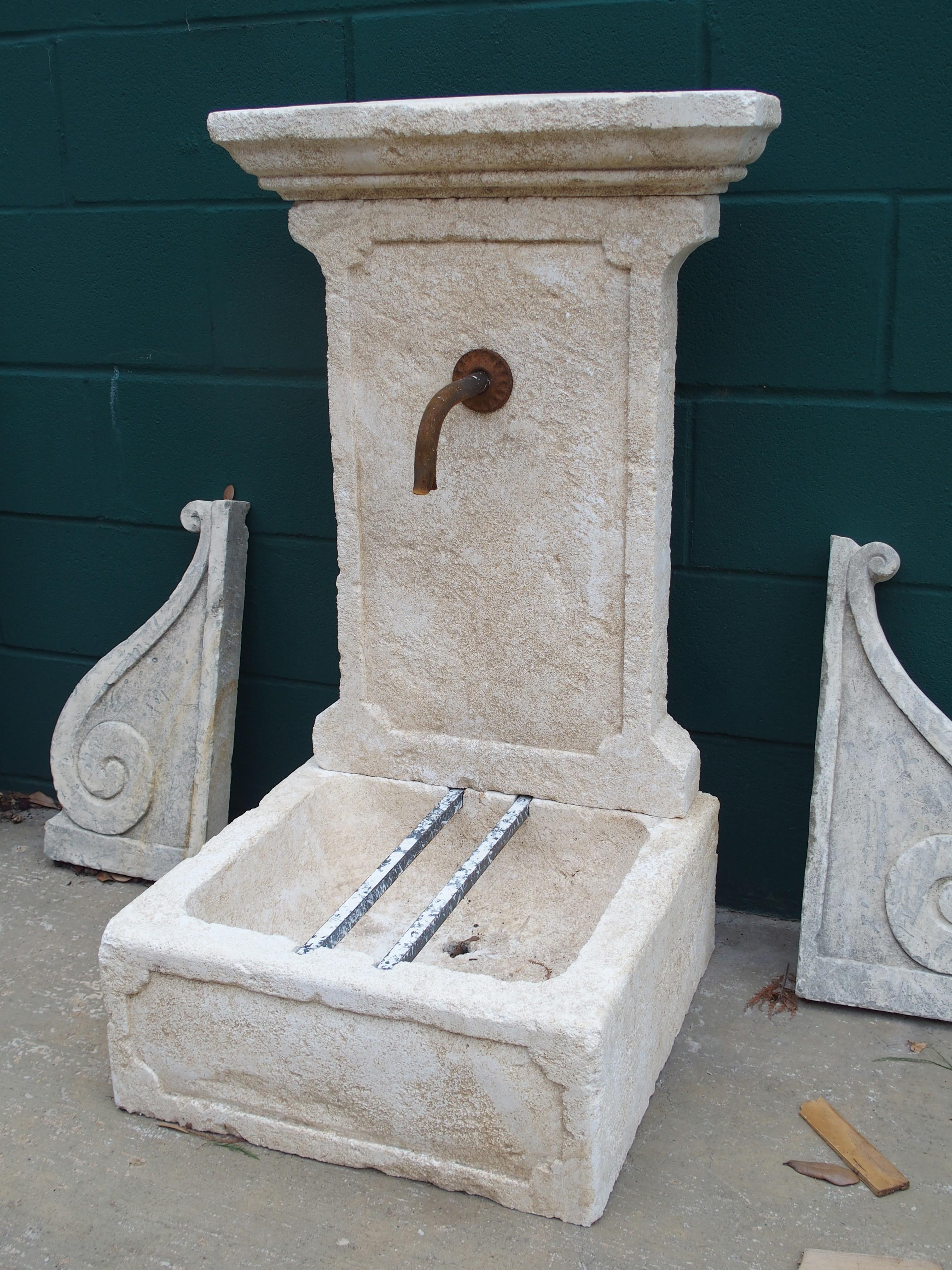 Small Hand Carved Limestone Wall Fountain from Provence, France, 37 1/2 Inches H 2