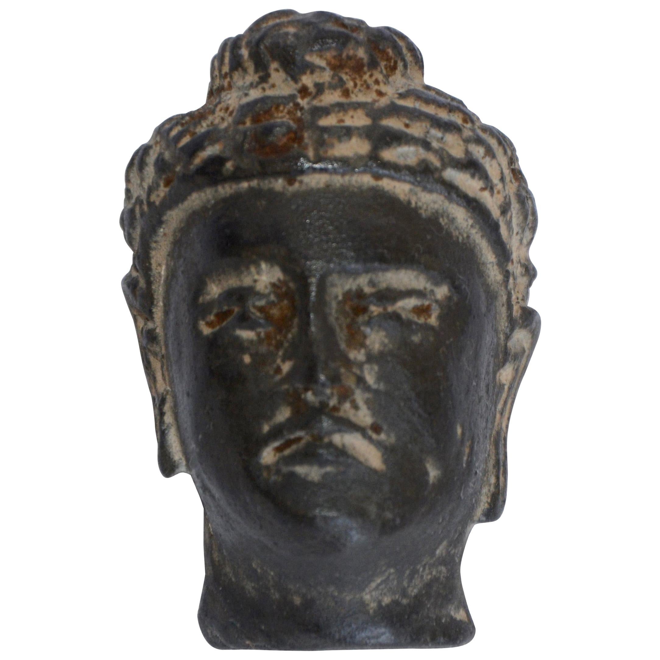 Small Hand Carved Stone Buddha Head, 20th Century For Sale