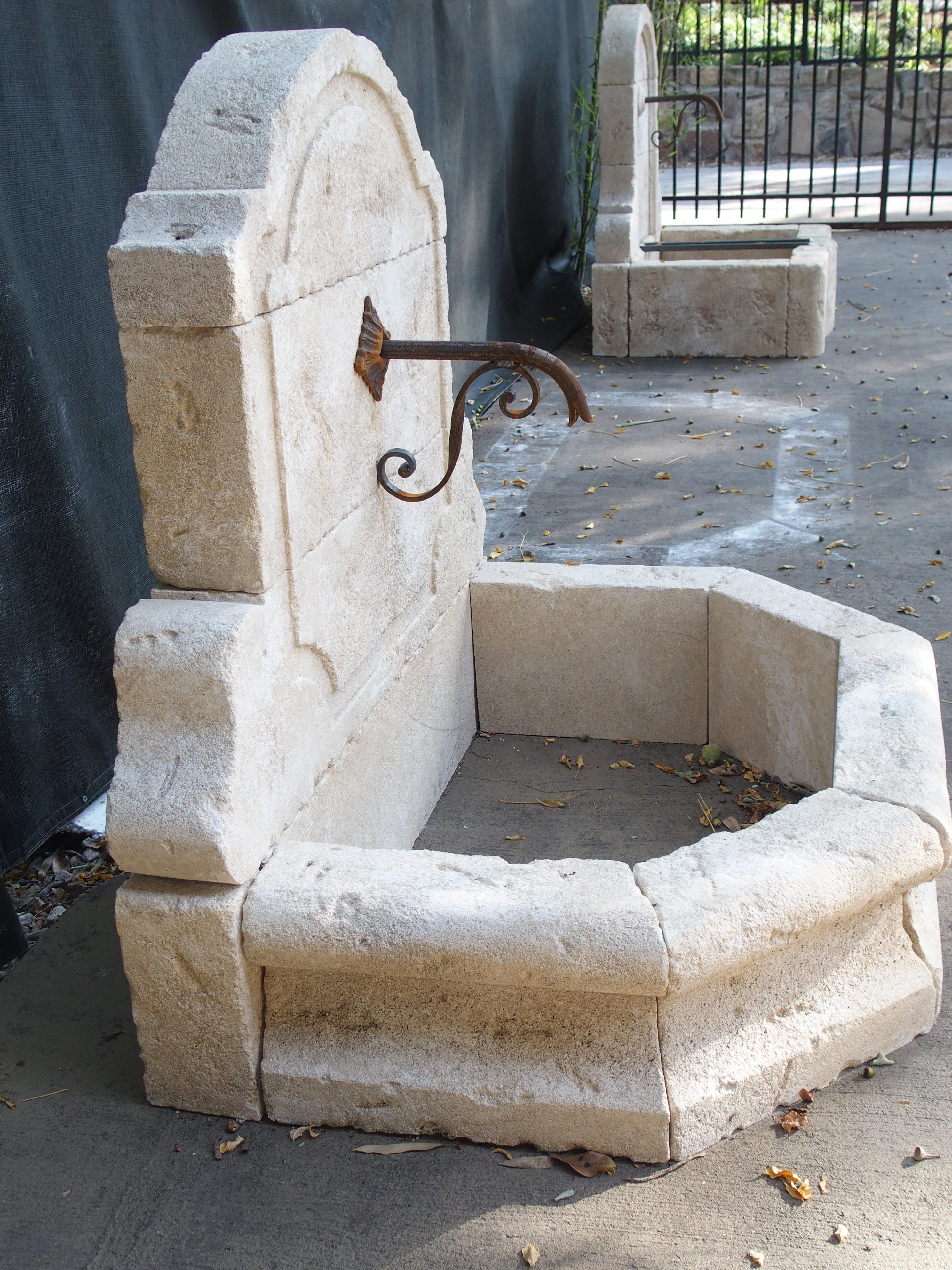 Limestone Small Hand Carved Wall Fountain from the South of France