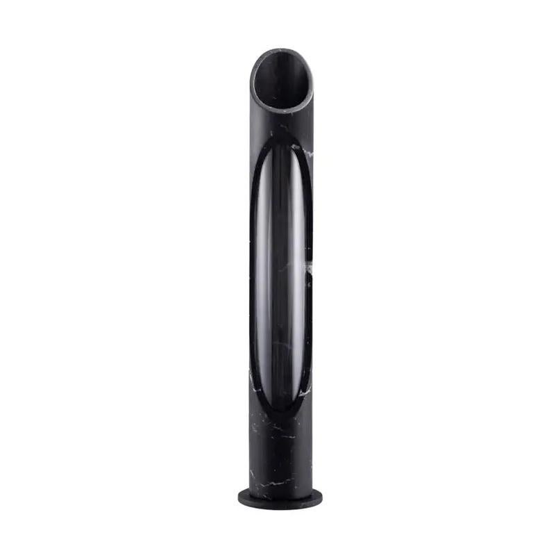 Kleine handgefertigte schwarze Nero Marquinia Marmor Armonia Vase S, Jacopo Simonetti im Angebot 3