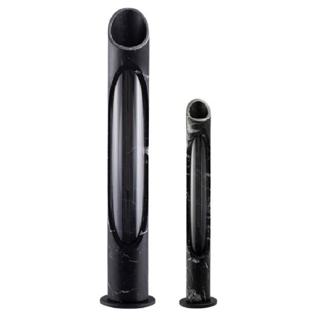 Kleine handgefertigte schwarze Nero Marquinia Marmor Armonia Vase S, Jacopo Simonetti im Angebot 4