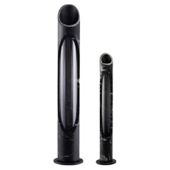 Kleine handgefertigte schwarze Nero Marquinia Marmor Armonia Vase S, Jacopo Simonetti
