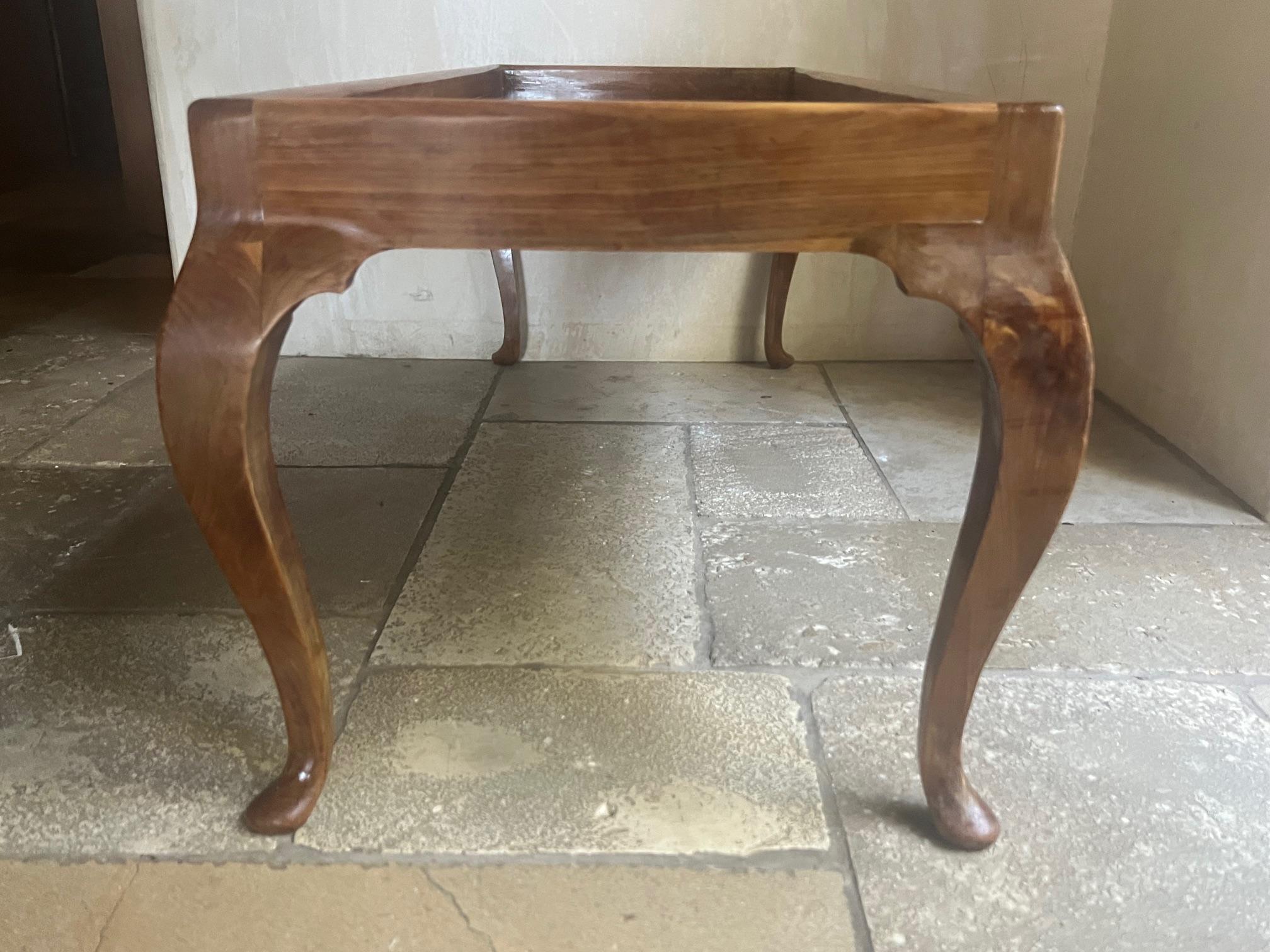 Small Hand Crafted Coffee Table With Cabriolet Legs For Sale 4