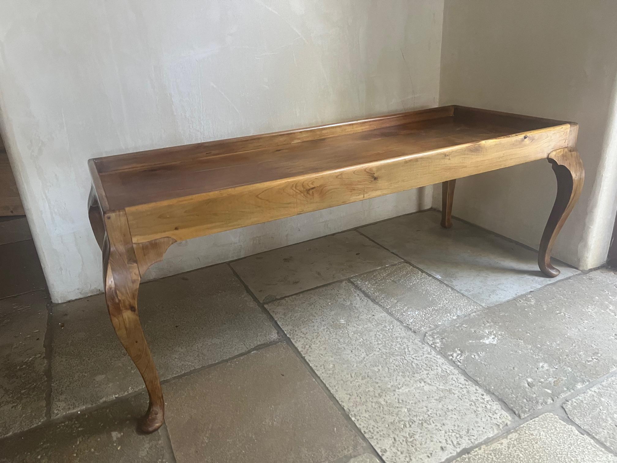 Small Hand Crafted Coffee Table With Cabriolet Legs For Sale 6
