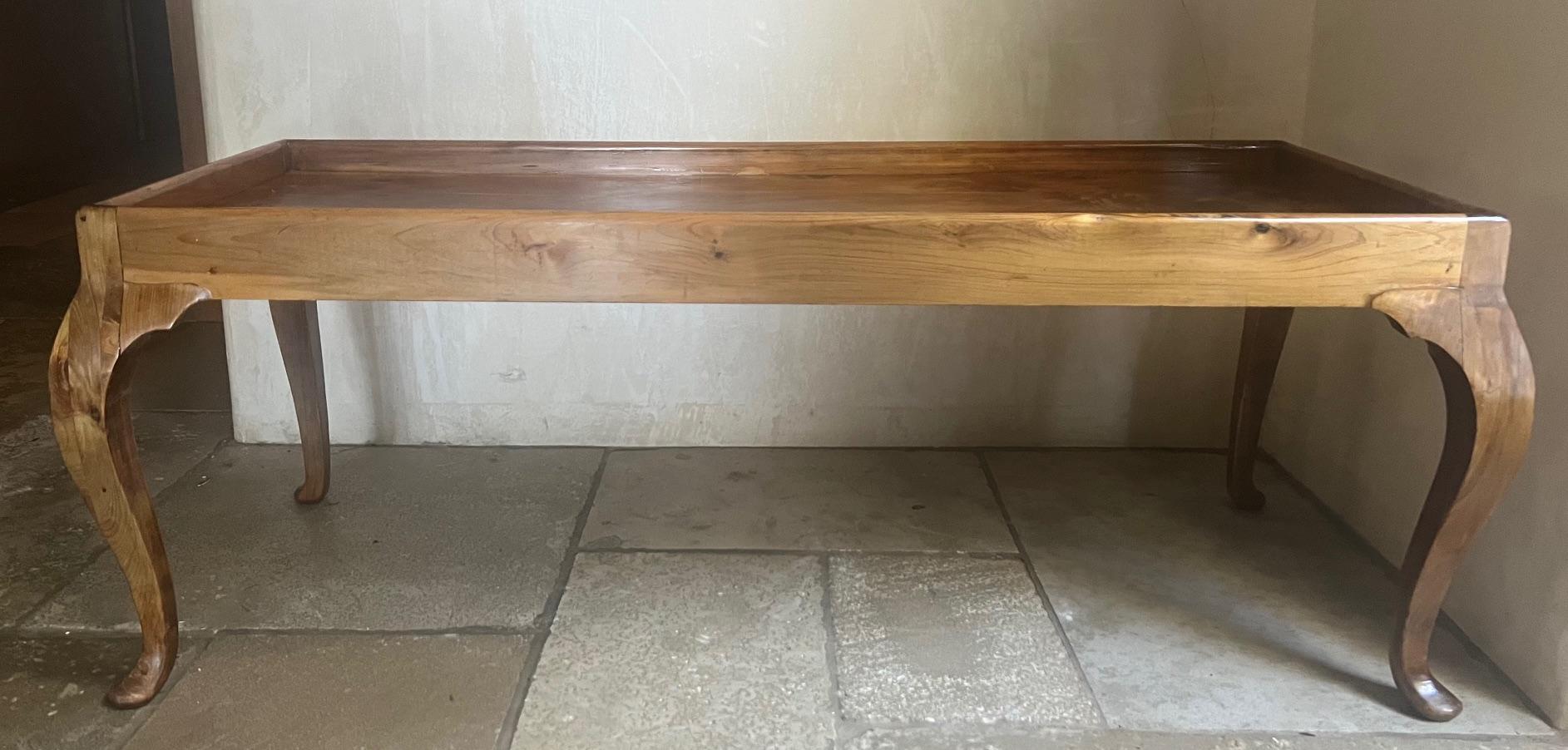 Small Hand Crafted Coffee Table With Cabriolet Legs For Sale 9