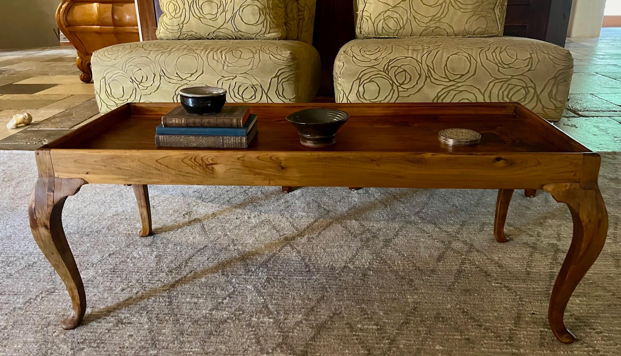 Small Hand Crafted Coffee Table With Cabriolet Legs For Sale 11