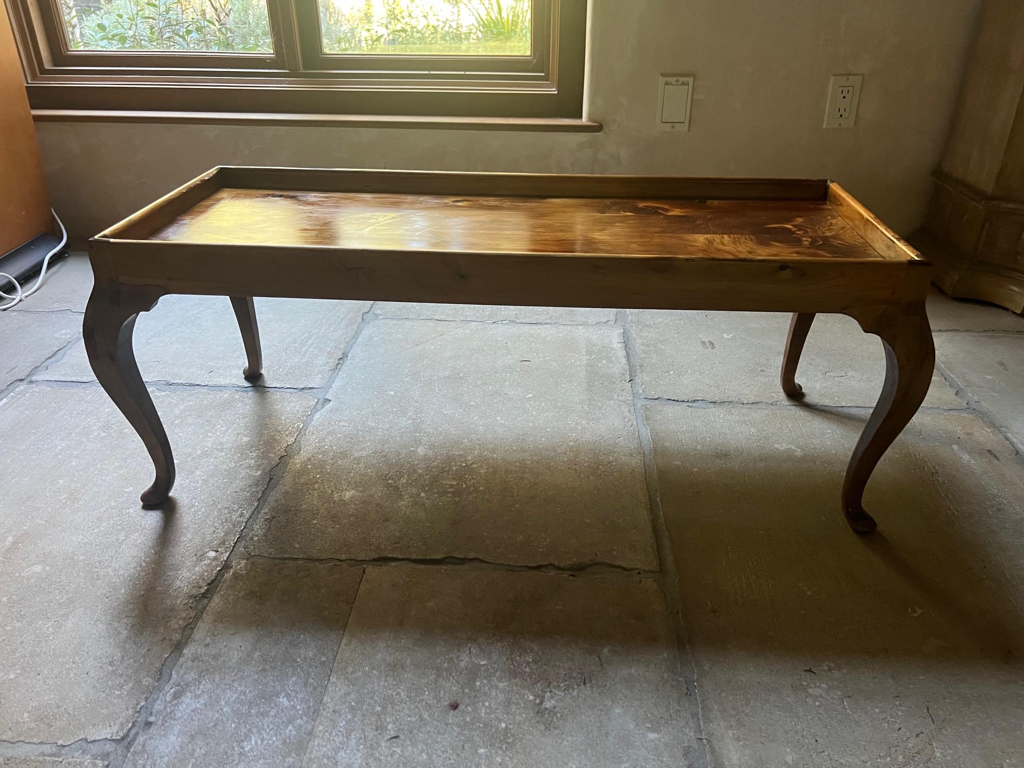 American Small Hand Crafted Coffee Table With Cabriolet Legs For Sale
