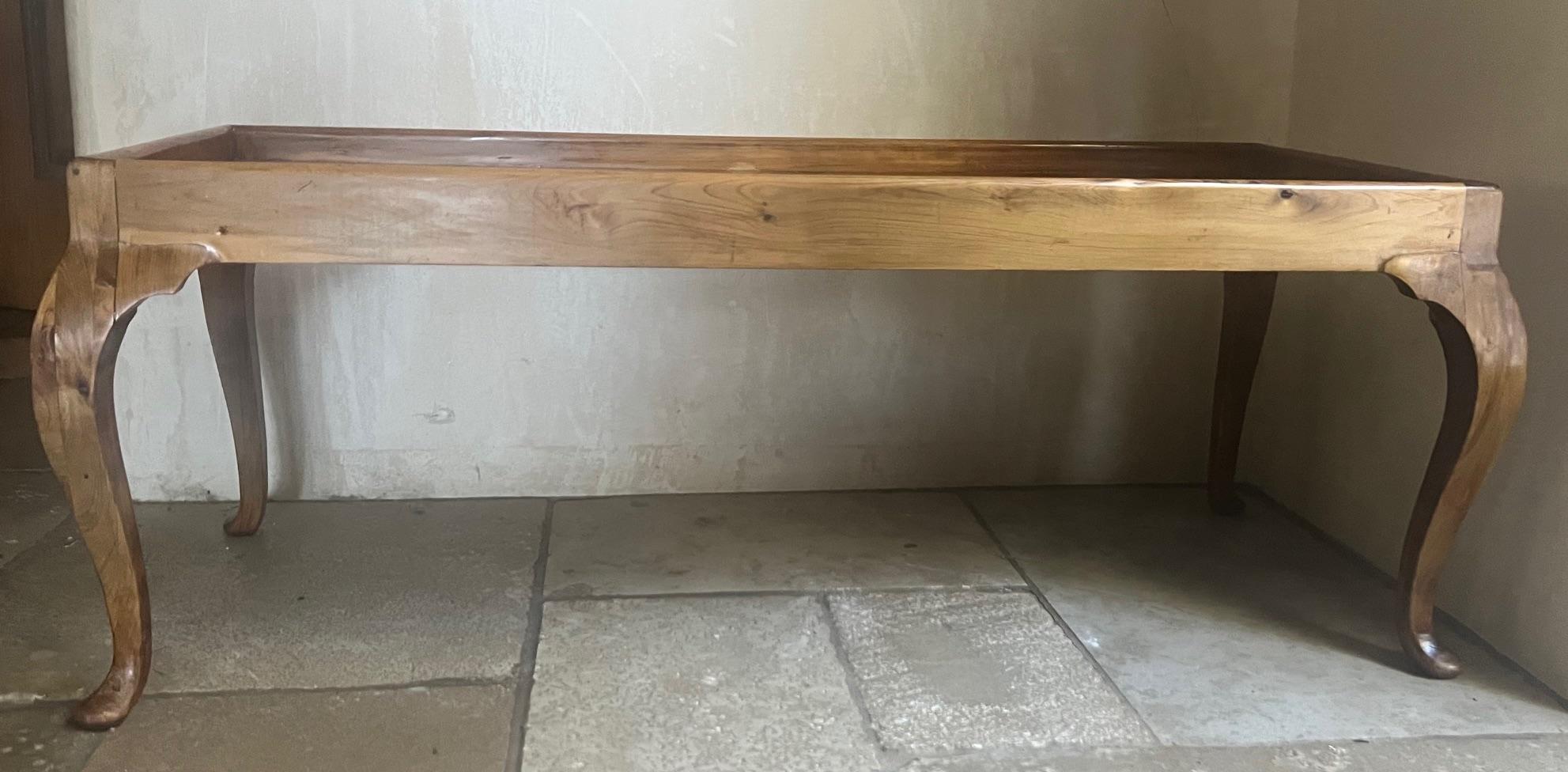 Hand-Crafted Small Hand Crafted Coffee Table With Cabriolet Legs For Sale