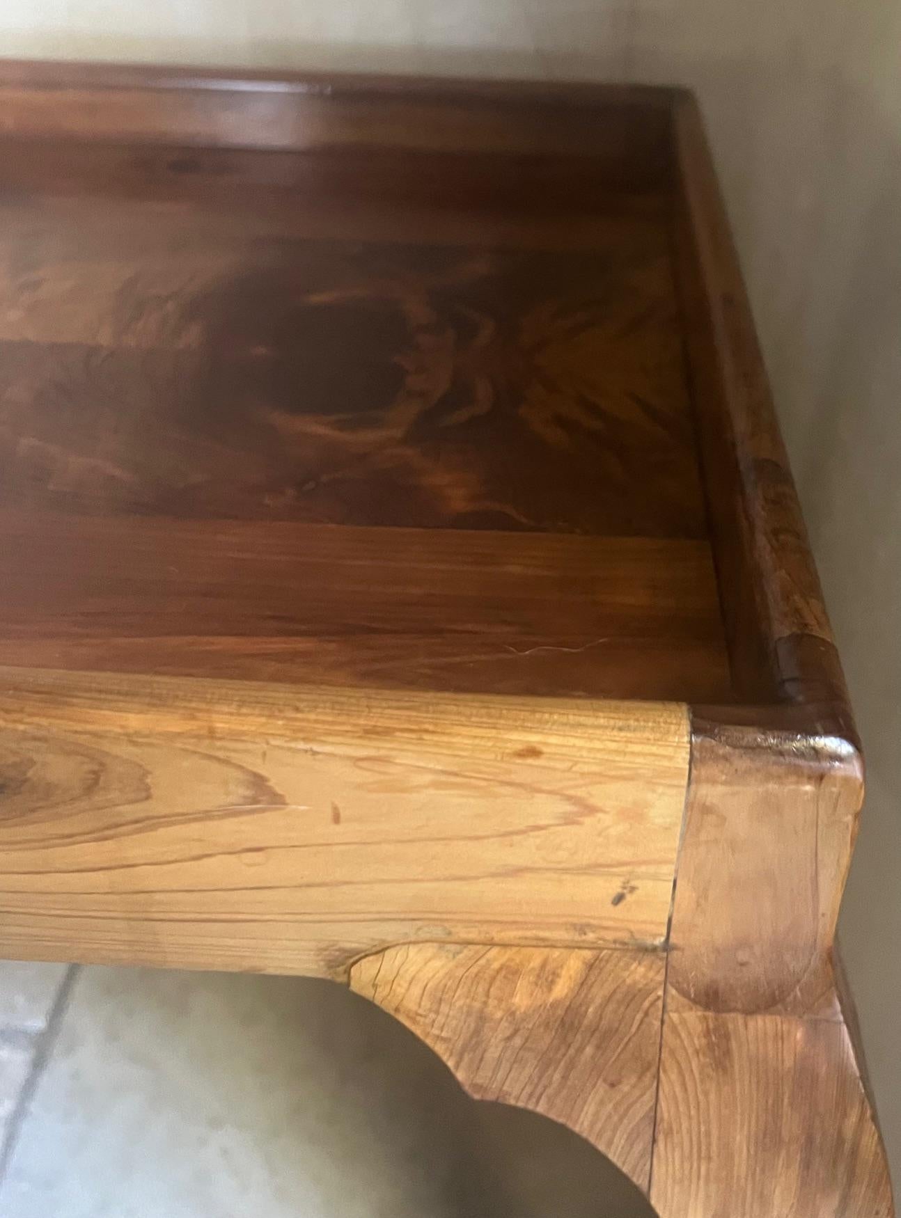 Small Hand Crafted Coffee Table With Cabriolet Legs In Excellent Condition For Sale In Ross, CA