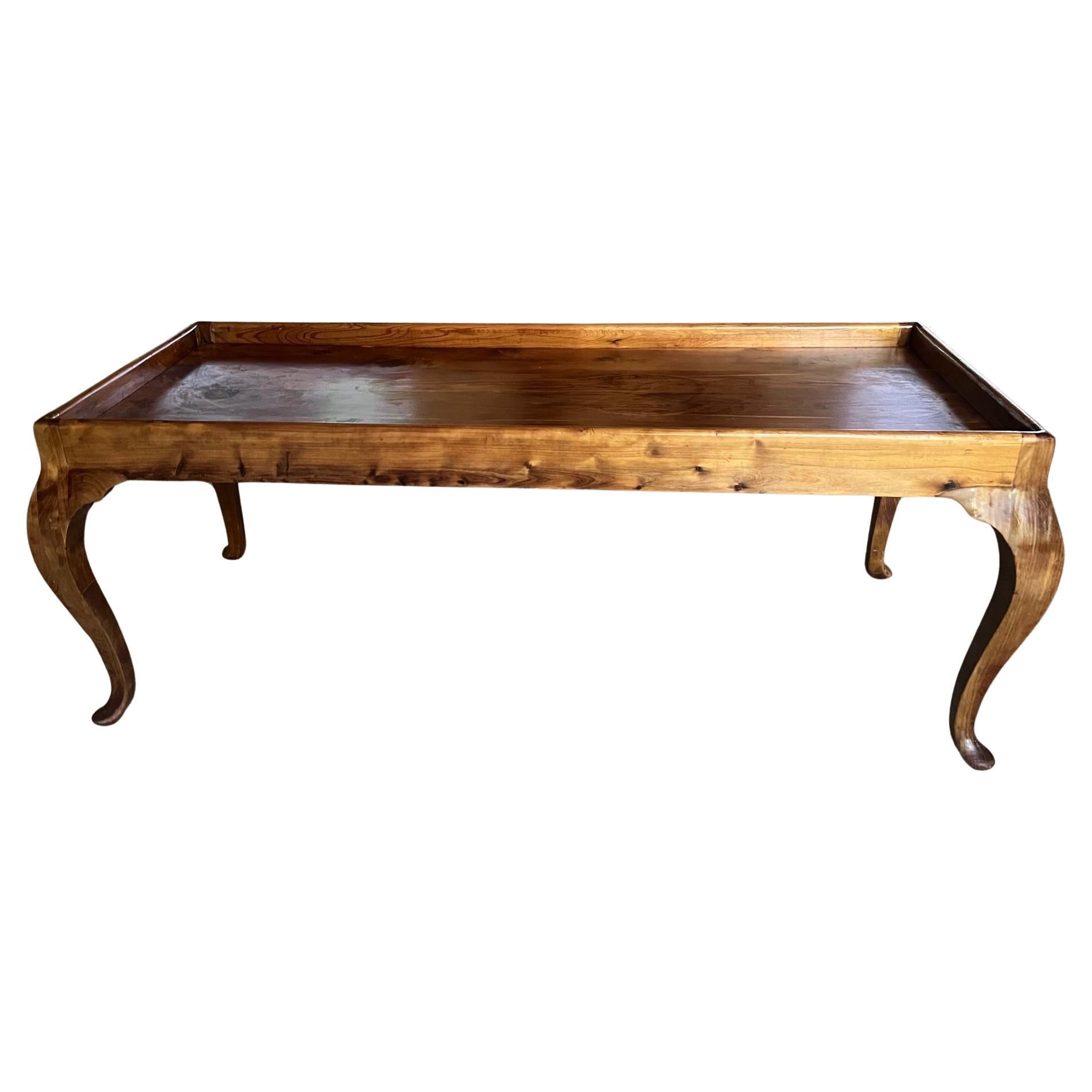 Small Hand Crafted Coffee Table With Cabriolet Legs For Sale