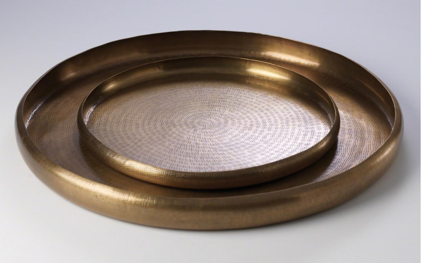 Small Hand-embossed Brass Offering Tray 
Traditionally used for serving or as offering trays in religious ceremonies.
Sourced by Martyn Lawrence Bullard 
