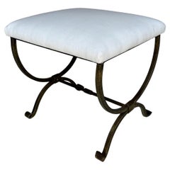 Small Hand Forged Spanish Gilt Iron Bench in Muslin