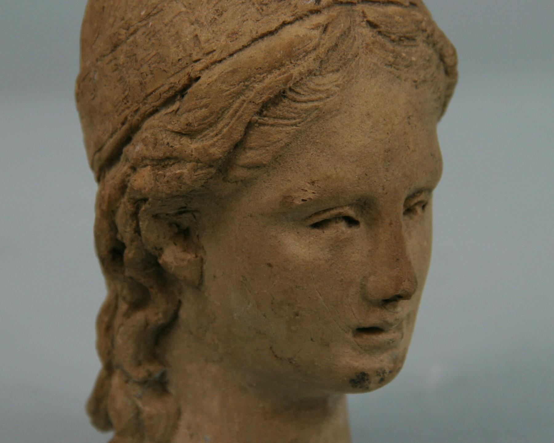 Small Hand Made Roman Terracotta Female Patrician Sculpture In Good Condition In Douglas Manor, NY