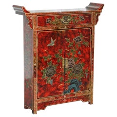 Small Hand Painted Chinese Floral Sideboard Bookcase with Removable Shelves