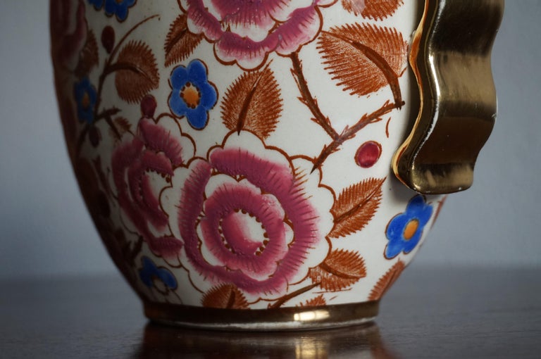 Small Hand Painted Floral Design Art Deco Vase, R. Chevalier for Boch circa 1920 For Sale 5
