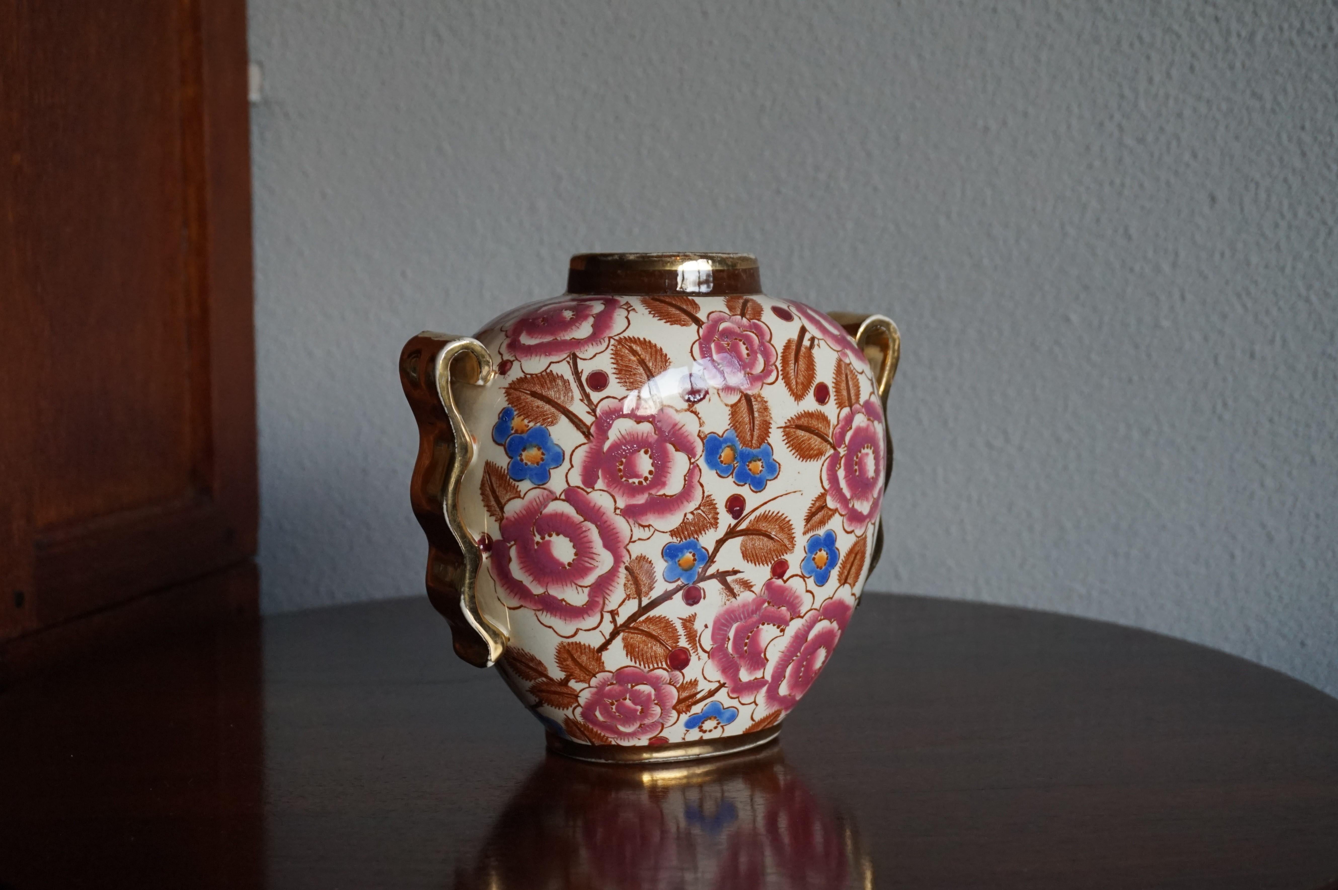 Small Hand Painted Floral Design Art Deco Vase, R. Chevalier for Boch circa 1920 5