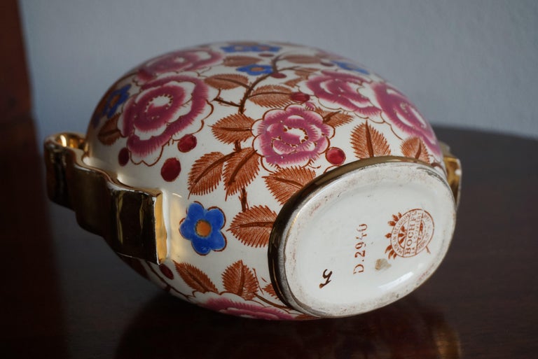 Small Hand Painted Floral Design Art Deco Vase, R. Chevalier for Boch circa 1920 For Sale 1