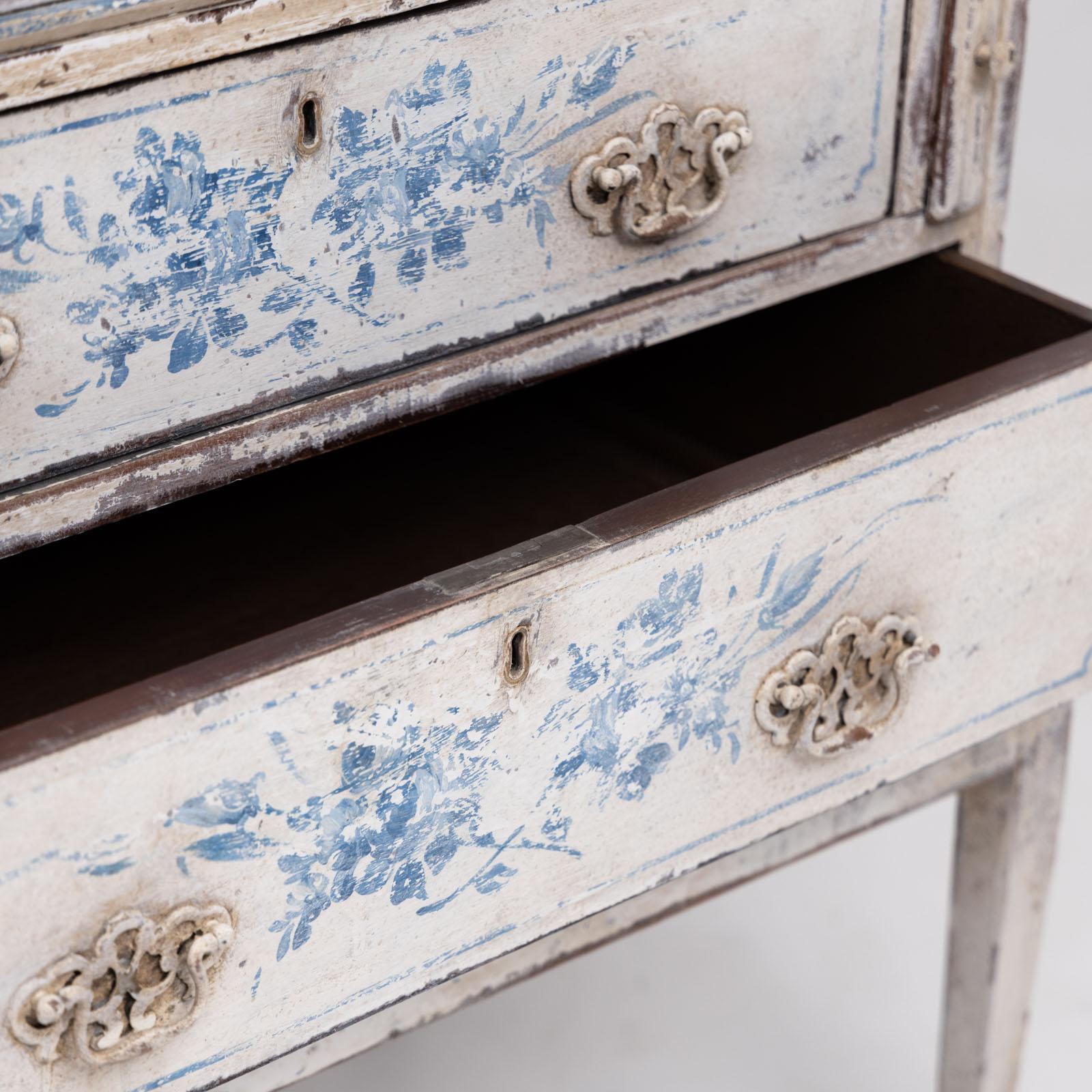Painted Small hand-painted Secretaire, 19th Century