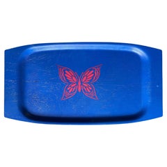 Piccolo vassoio da portata in teak dipinto a mano di Raymor