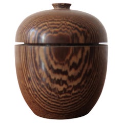 Small Hand Turned Wooden Lidded Pot in Wenge Wood 1980s