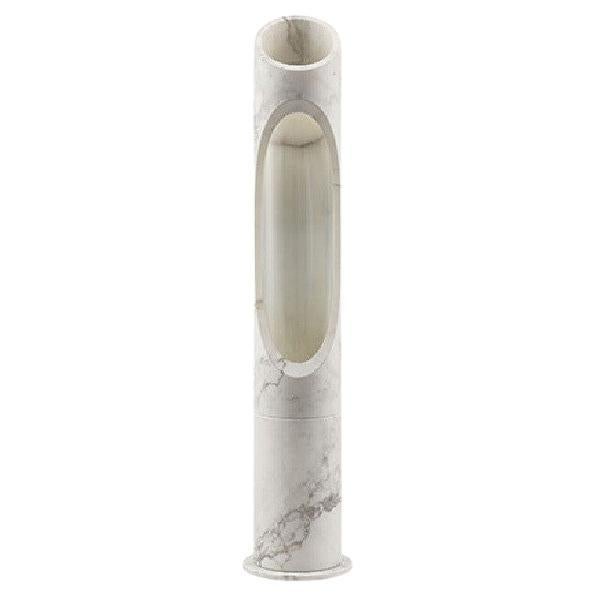 Kleine handgefertigte marmorierte Bianco Arabescato Armonia Lampe S von Jacopo Simonetti