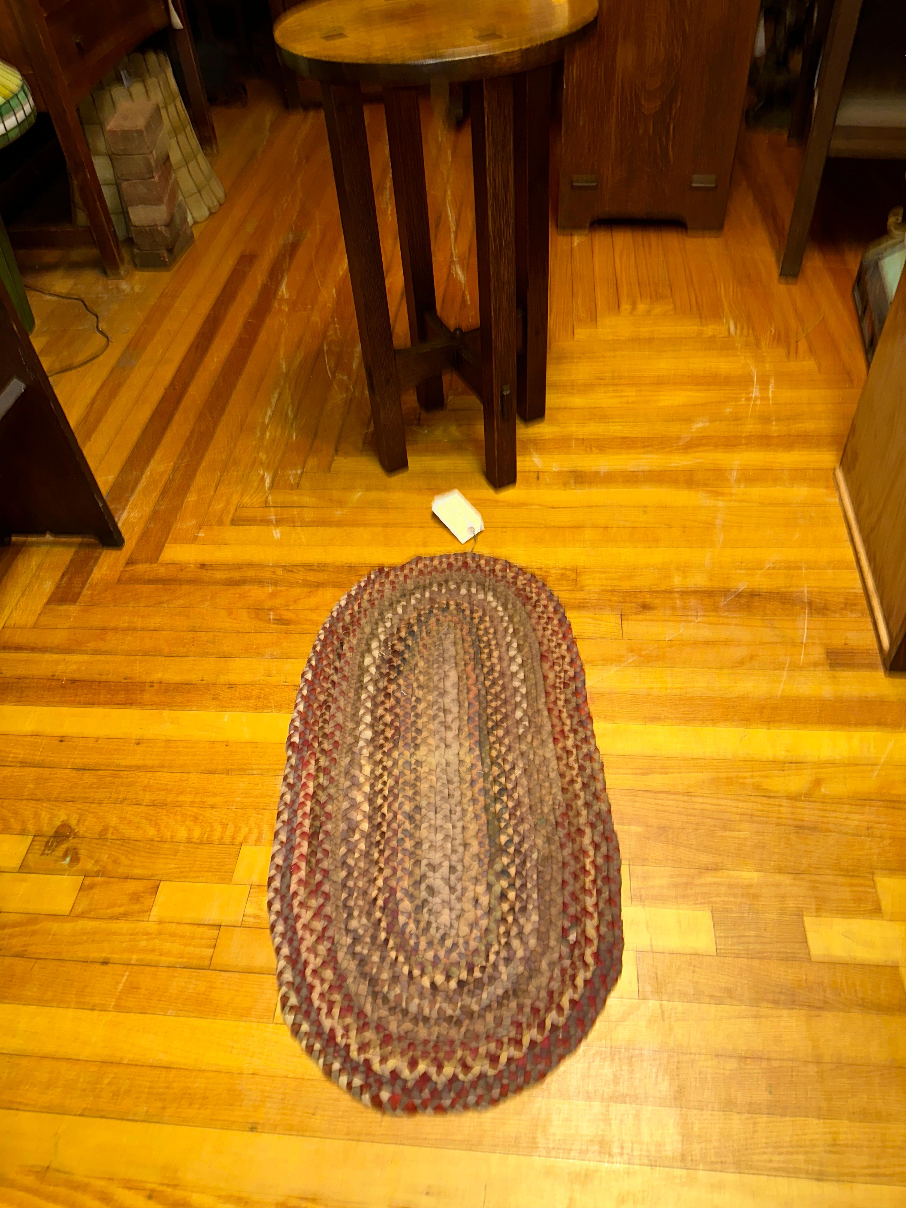 Coton Petit tapis tressé fait main du comté de Berks, PA - AMERICAN FOLK ART - RR5112 en vente