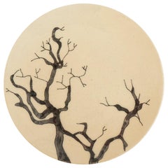 Small Handmade Ceramic Plates with Tree Illustration