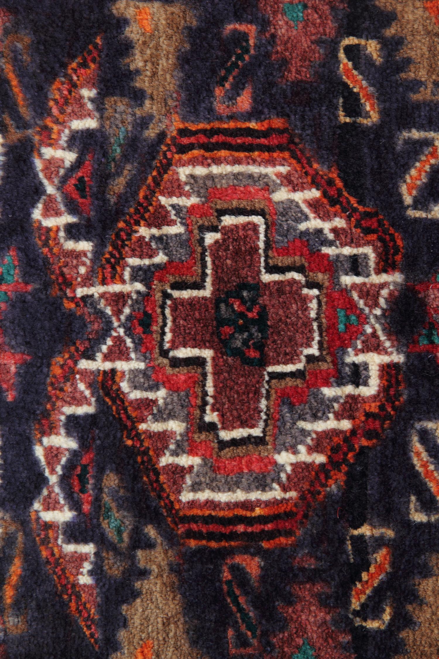 Azerbaijani Small Handmade Runner Rug Traditional Long Vintage Carpet For Sale