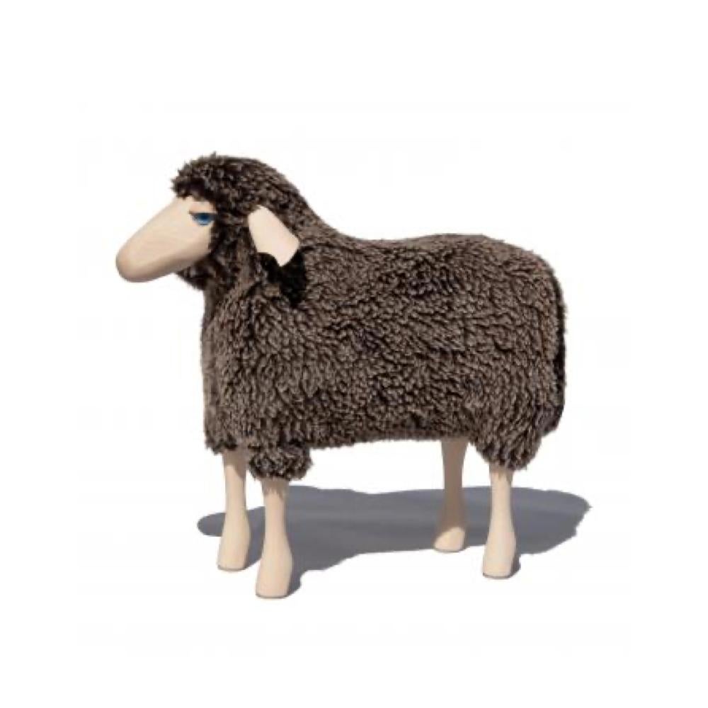 Modern Small Handmade sheep in brown wooly by Hans Peter Krafft, Meier Germany. For Sale