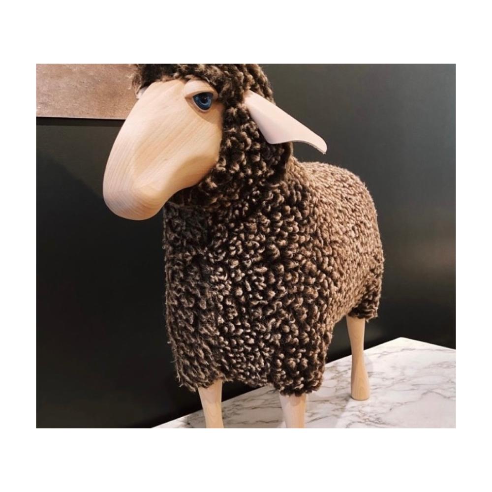Hand-Crafted Small Handmade sheep in brown wooly by Hans Peter Krafft, Meier Germany. For Sale