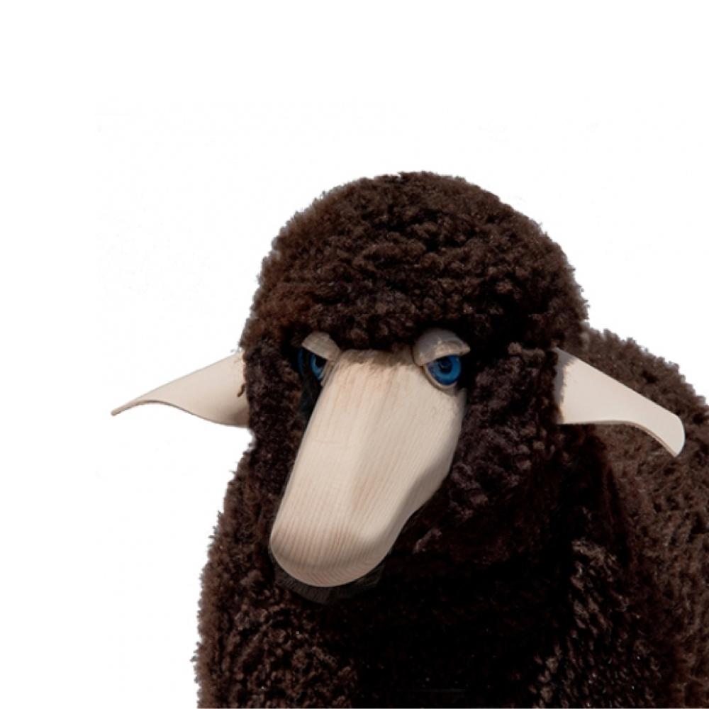 Hand-Crafted Small handmade sheep in curly brown fur by Hans Peter Krafft, Meier Germany. For Sale