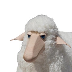 Small handmade sheep in white wool by Hans-Peter Krafft, Meier Germany.