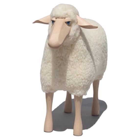 Small handmade sheep white wool plush by Hans-Peter Krafft, Meier Germany.  For Sale