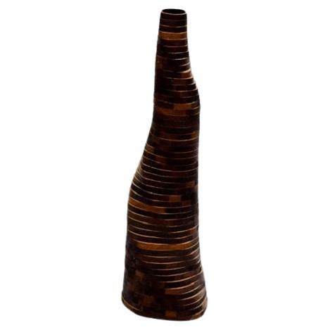 Small Handmade Stratum Tempus Burned Bamboo Vase by Daan De Wit For Sale