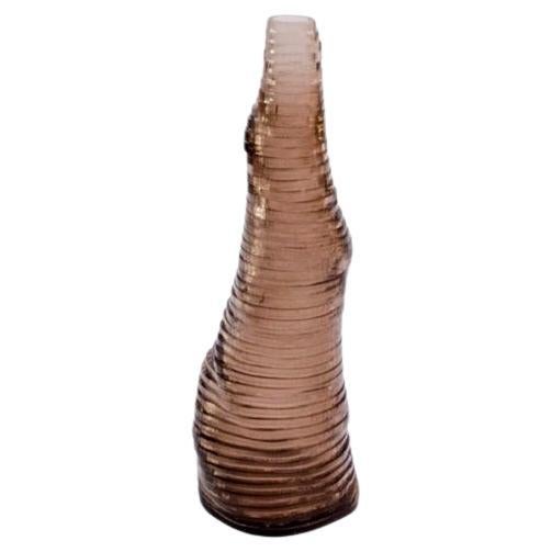 Small Handmade Stratum Tempus Smoke Brown Acrylic Vase by Daan De Wit For Sale