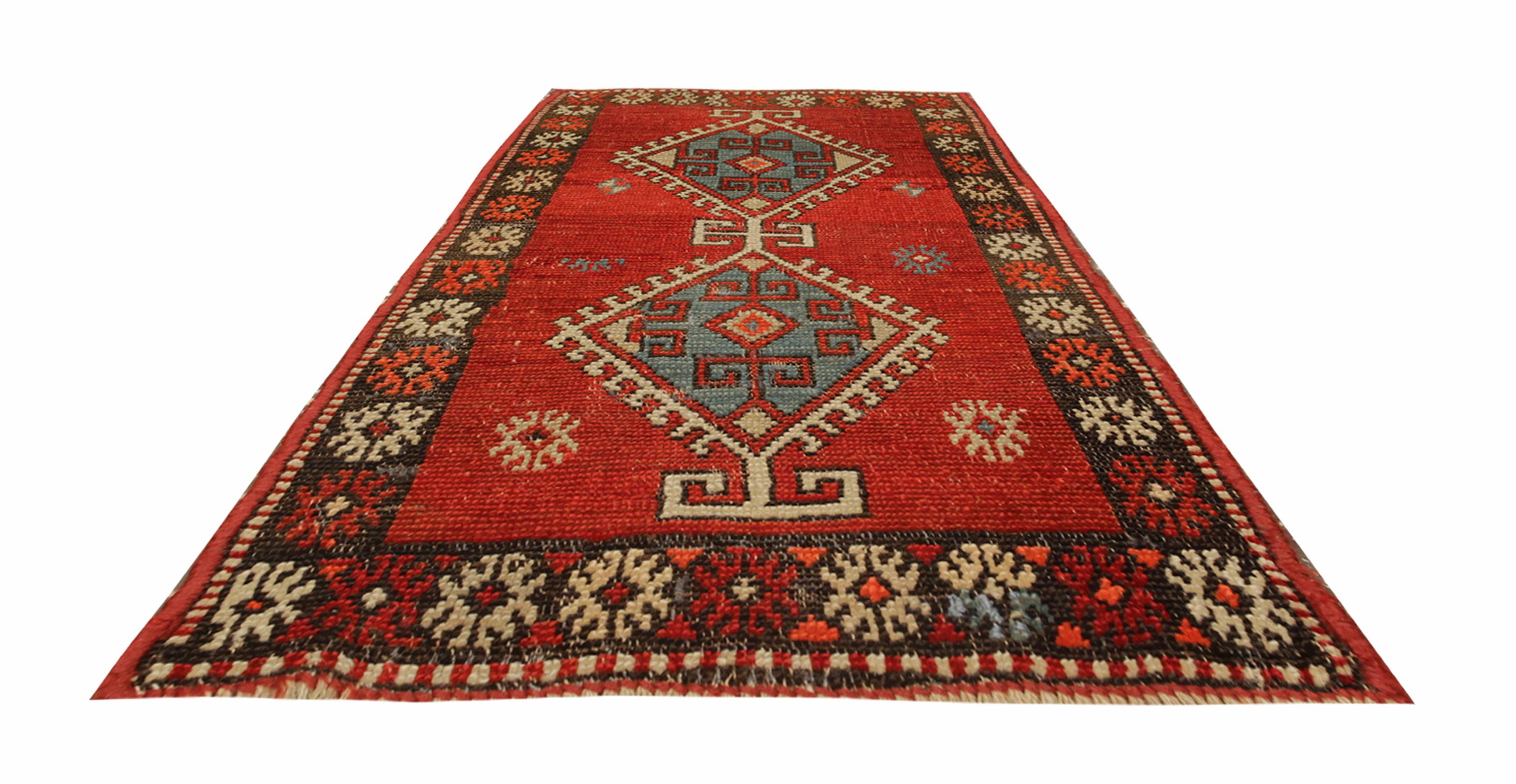 Turkish Oriental Rug Red Traditional Geometric Rug Small Mats Carpet - 48x93cm