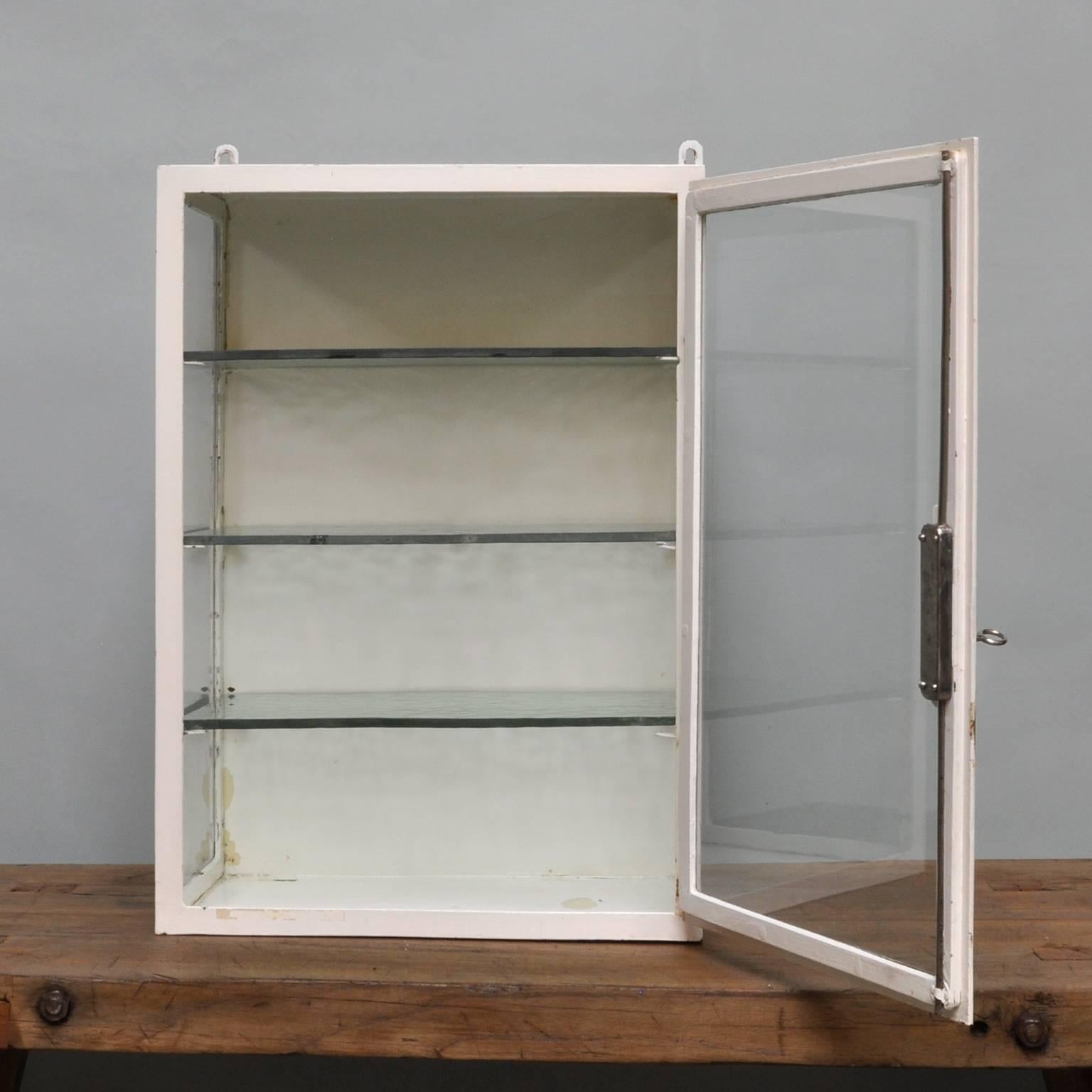 Small Hanging Iron and Antique Glass Medicine Cabinet, 1940s 1