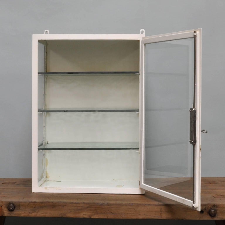 Small Hanging Iron and Antique Glass Medicine Cabinet ...