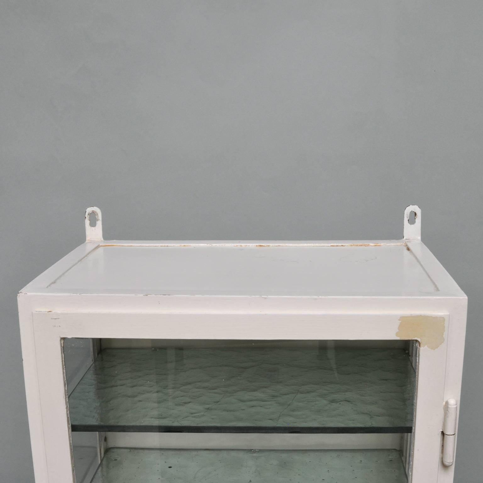 Mid-20th Century Small Hanging Iron and Antique Glass Medicine Cabinet, 1940s