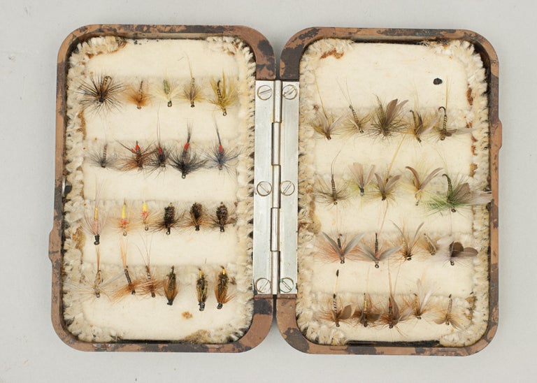 Small Hardy Neroda Trout Fishing Fly Box With Flies For Sale at 1stdibs