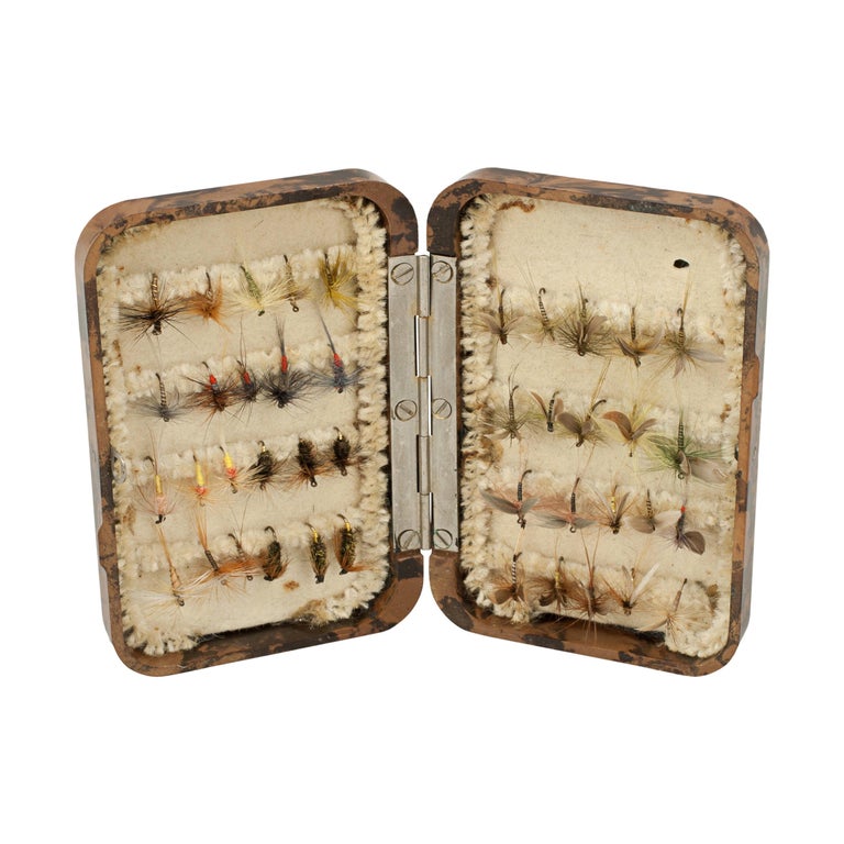 Small Hardy Neroda Trout Fishing Fly Box With Flies For Sale at 1stdibs