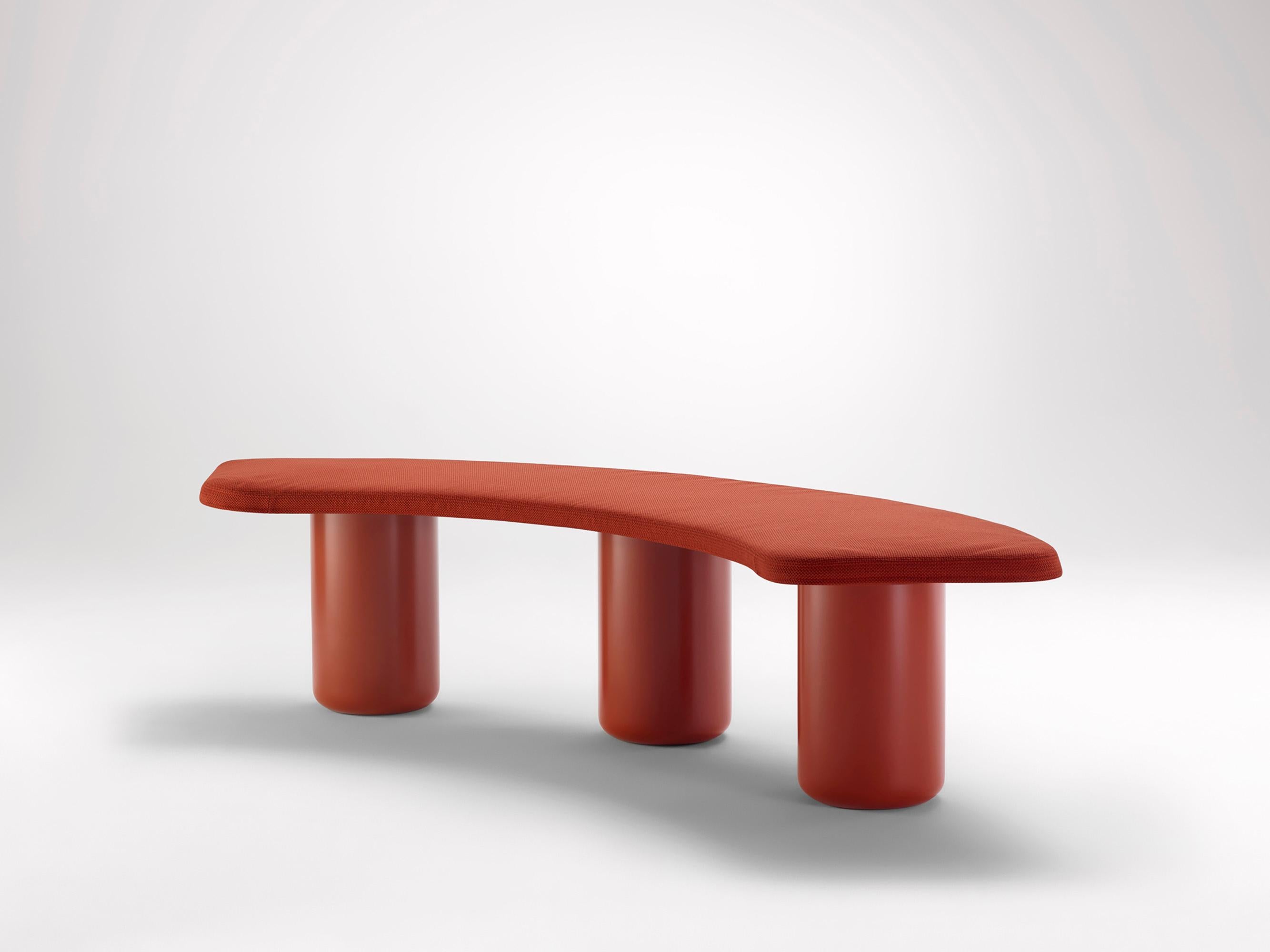 Post-Modern Small Headland Red Curved Bench by Coco Flip For Sale