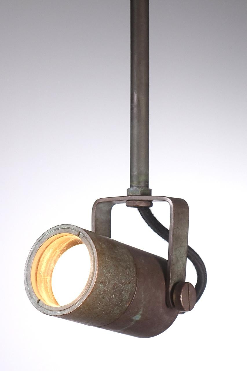 Small Heavy Brass Articulated Spot Lights In Good Condition For Sale In Peekskill, NY
