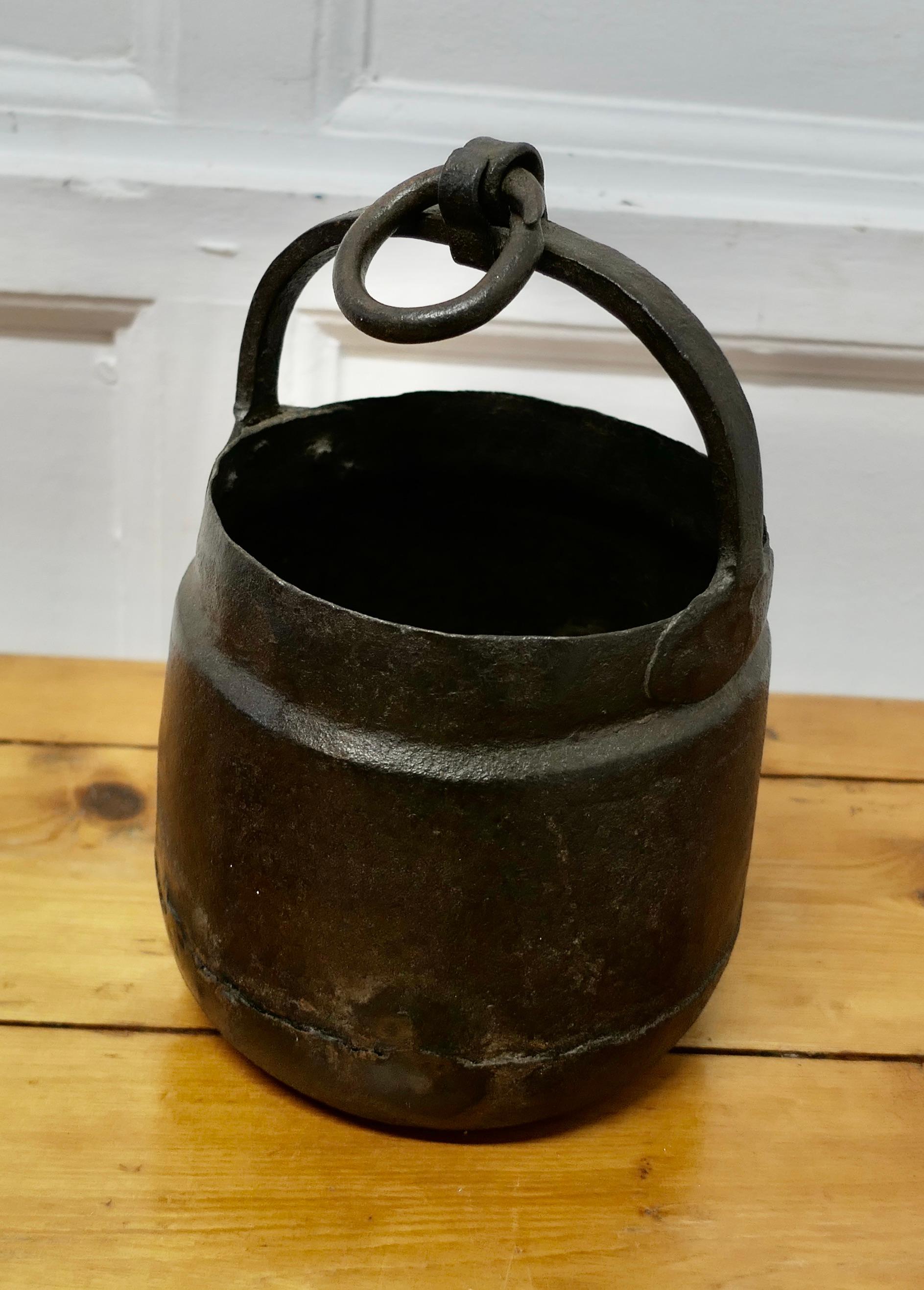 Small Heavy Hand Forged Iron Bucket   This is a lovely small bucket For Sale 1